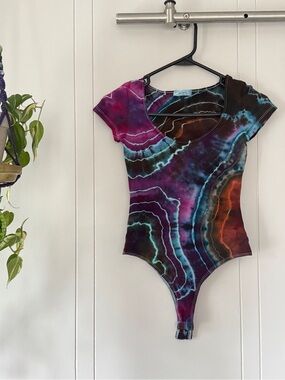 Katya Moon Dyes scoop neck thong bodysuit NWOT
